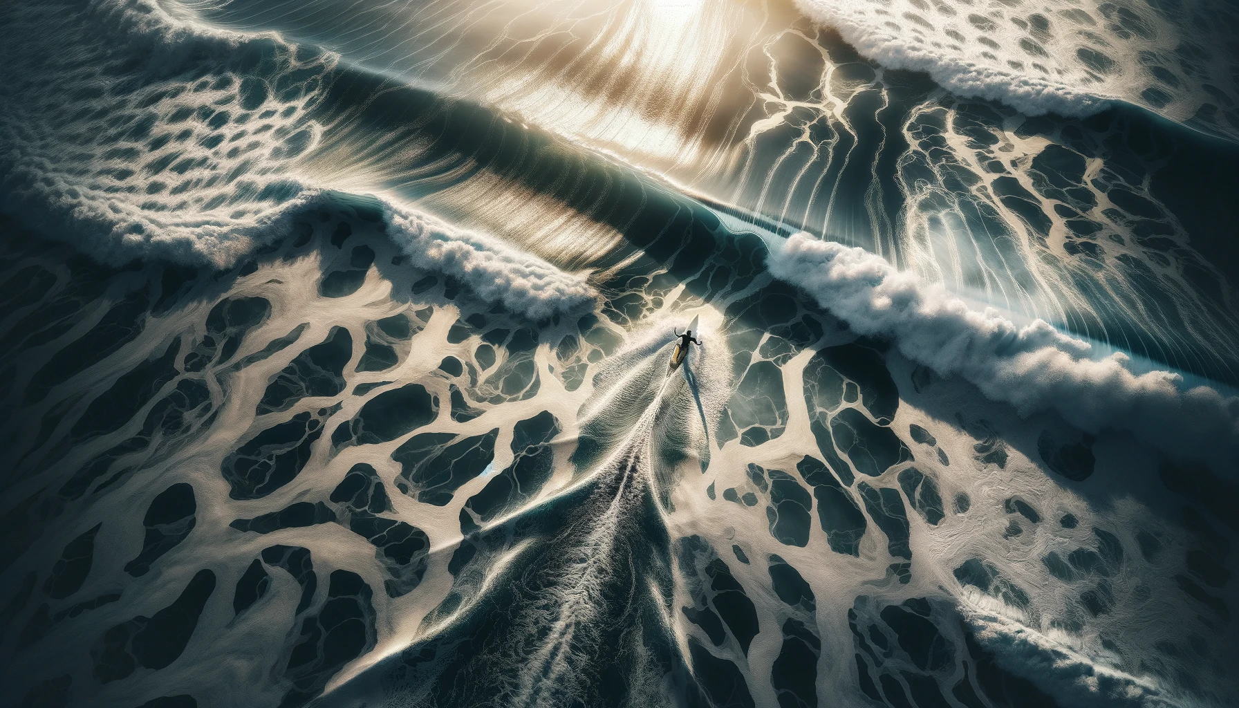 surfer in the wavy sea