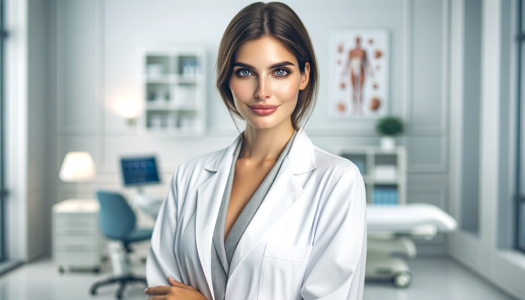 a young female plastic surgery doctor in a professional setting